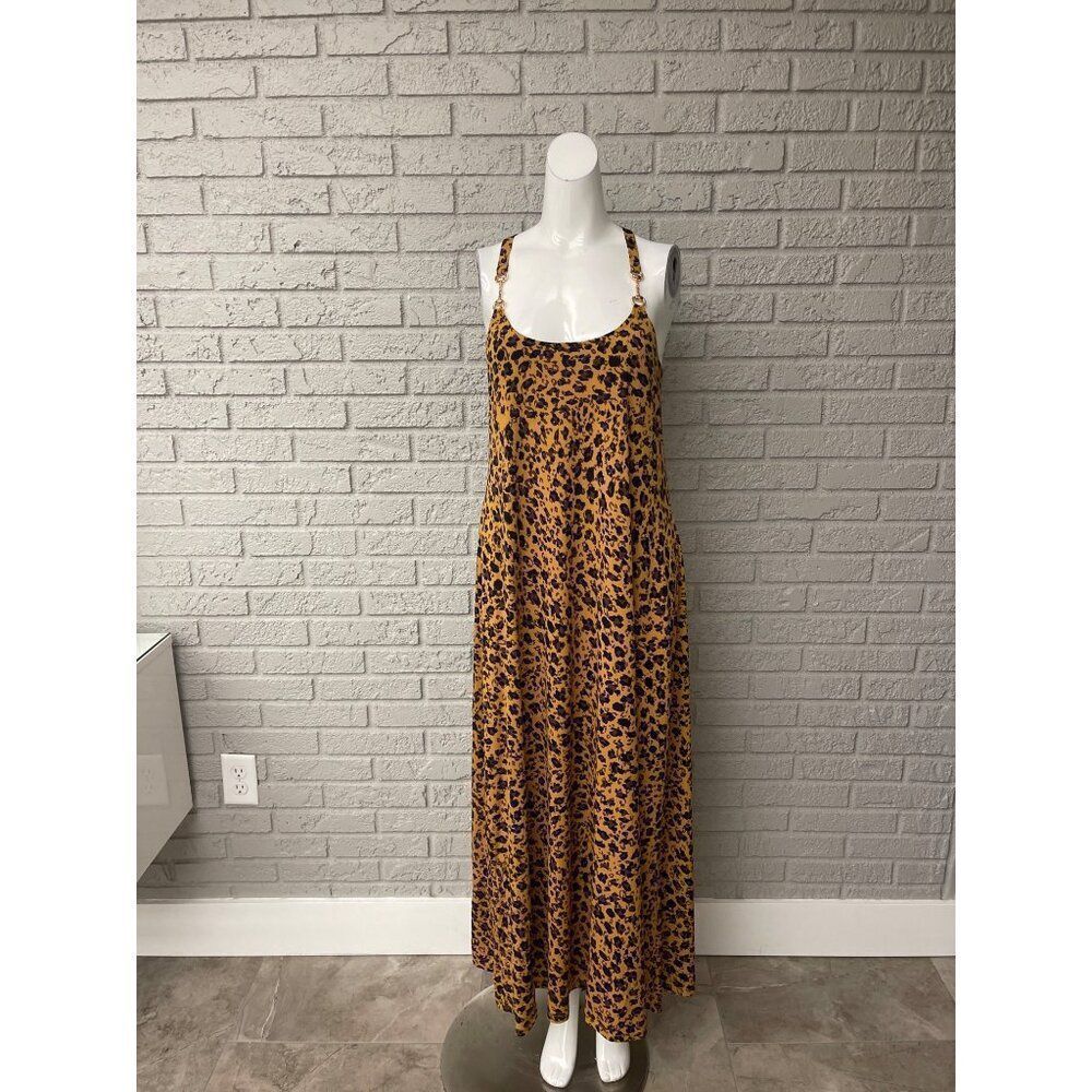 Donna Morgan Women Animal Print Halter Maxi Dress Size 8 - Picture 2 of 10
